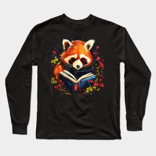 Red Panda Reads Book Long Sleeve T-Shirt